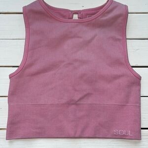 SoulCycle Pink Ribbed Crop Top